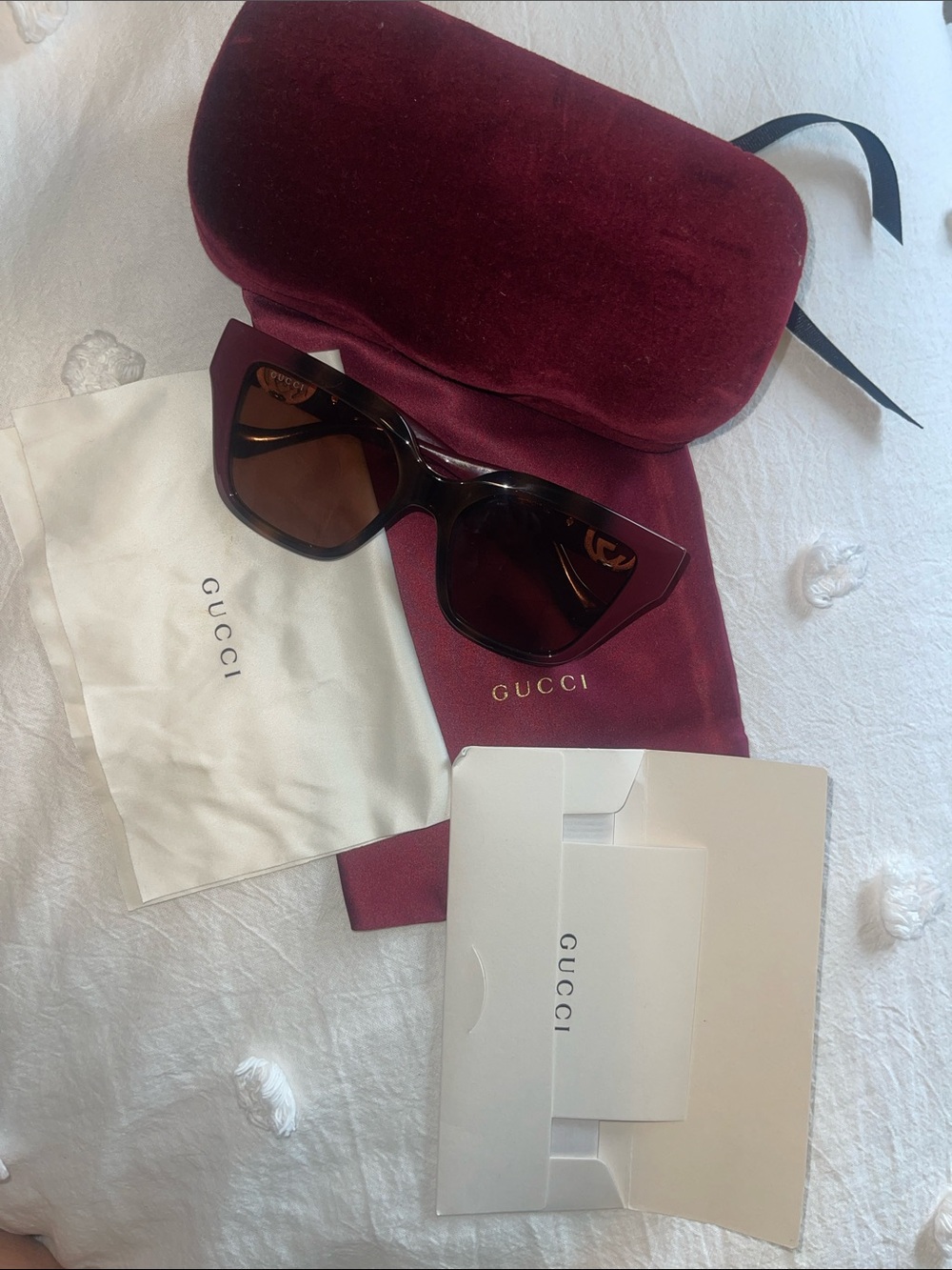 Gucci Cat-Eye Sunglasses Dark Brown/Burgundy GUCCI Sunglasses GG1023S-003-54